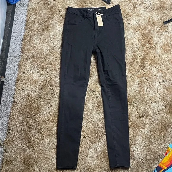 American Eagle Super Black High Rise Jegging Super Stretch Jean Size 4 - Picture 3 of 6